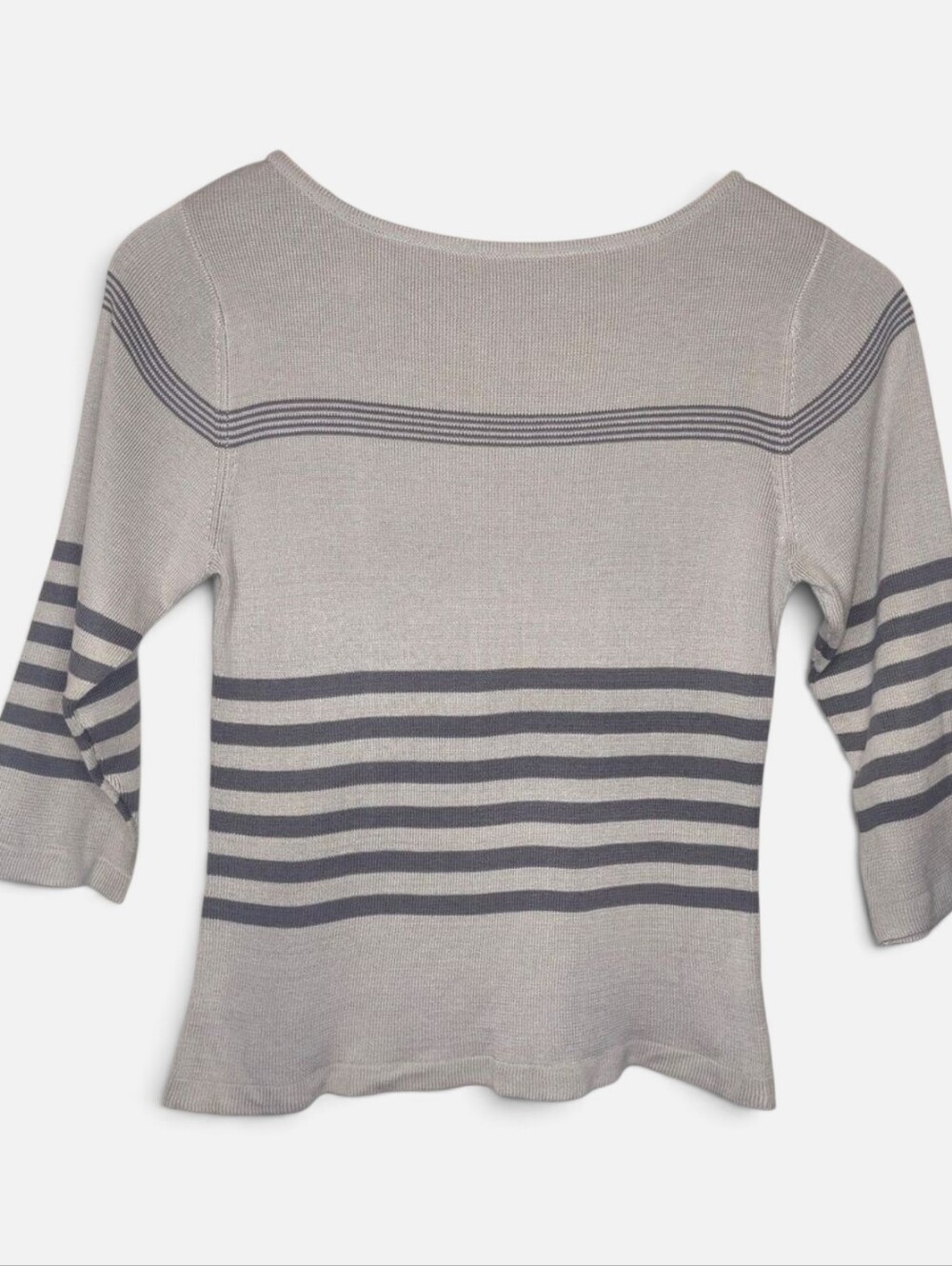 Clio Petites 3/4 sleeve striped silk/cotton blend top